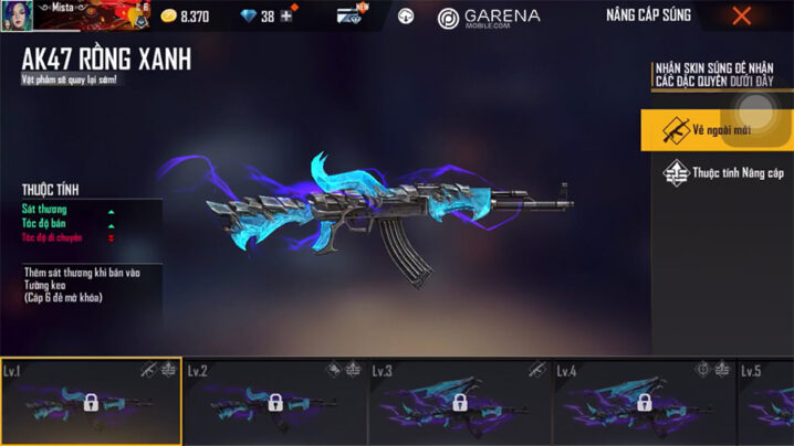 AK Rồng Xanh Free Fire LV7 ️ Vòng Quay Nhận Miễn Phí
