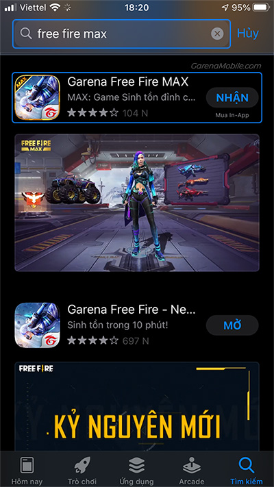 Tìm Free Fire Max Trên App Store